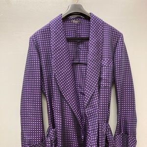 Charvet Purple and Black Plaid Silk Robe DJ E3-16